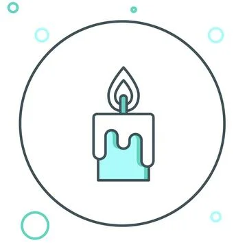 Line Burning candle icon isolated on white background. Cylindrical candle s.. Stock Illustration