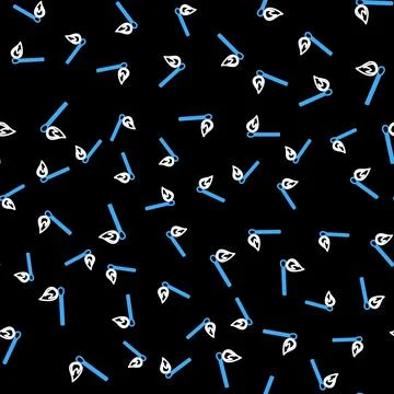 Line Burning match with fire icon isolated seamless pattern on black backgrou Stock Illustration