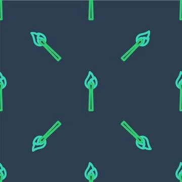 Line Burning match with fire icon isolated seamless pattern on blue background 스톡 일러스트
