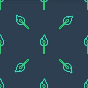 Line Burning match with fire icon isolated seamless pattern on blue backgro.. イラスト素材