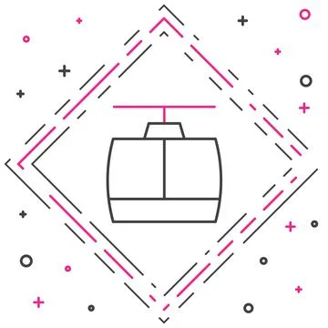 Line Cable car icon isolated on white background. Funicular sign. Colorful Stock Illustration