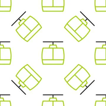 Line Cable car icon isolated seamless pattern on white background. Funicular Stock Illustration