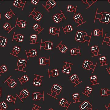 Line Cable car icon isolated seamless pattern on black background. Funicular Stock Illustration