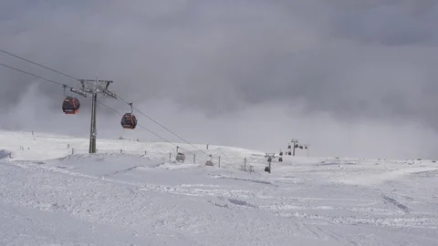 Line of cableway on the ski resort Stock Footage 71413738