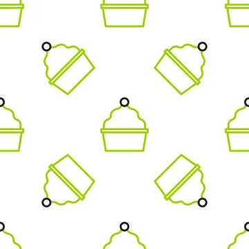 Line Cake icon isolated seamless pattern on white background. Happy Birthda.. Stock Illustration