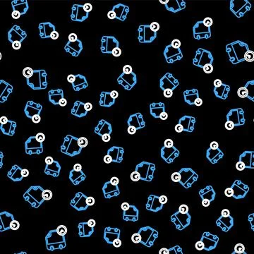 Line Calendar and clock icon isolated seamless pattern on black background Stock Illustration