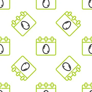 Line Calendar with Easter egg icon isolated seamless pattern on white background Illustrazione stock