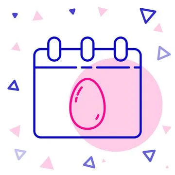 Line Calendar with Easter egg icon isolated on white background. Spring 스톡 일러스트