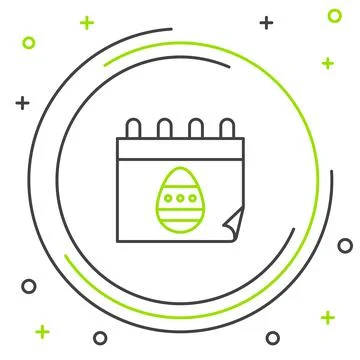 Line Calendar with Easter egg icon isolated on white background. Spring Chris Ilustración de archivo