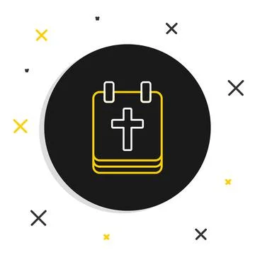 Line Calendar with Easter icon isolated on white background. Spring Christian イラスト素材