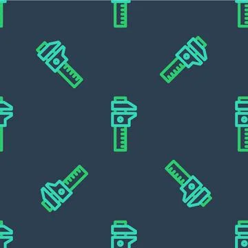 Line Calliper or caliper and scale icon isolated seamless pattern on blue Stock Illustration