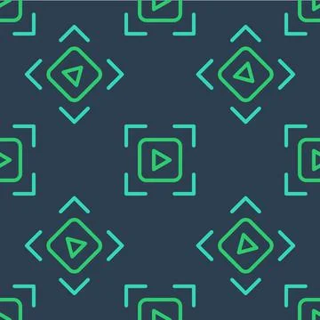 Line Camera focus frame line icon isolated seamless pattern on blue backgroun Illustrazione stock