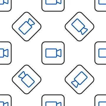 Line Camera icon isolated seamless pattern on white background. Video camer.. Stockillustratie