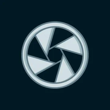 Line Camera shutter icon isolated on black background. Flat filled outline .. 스톡 일러스트