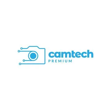 Line camera tech dots logo design vector graphic symbol icon illustration c.. Stock Illustration