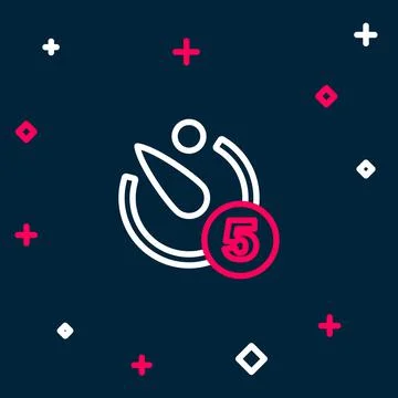 Line Camera timer icon isolated on blue background. Photo exposure. Stopwatch 스톡 일러스트