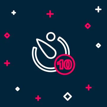 Line Camera timer icon isolated on blue background. Photo exposure. Stopwatch イラスト素材