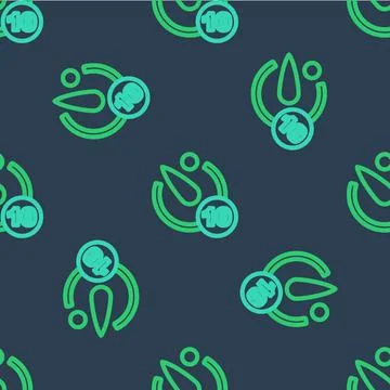 Line Camera timer icon isolated seamless pattern on blue background. Photo Stock Illustration