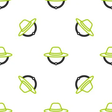 Line Camping hat icon isolated seamless pattern on white background. Beach hat Stock Illustration