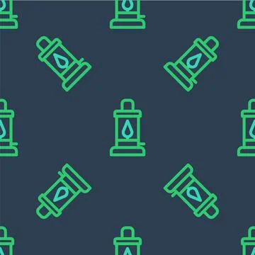 Line Camping lantern icon isolated seamless pattern on blue background. Vector Stock Illustration
