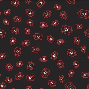 Line Camping lantern icon isolated seamless pattern on black background. Vector Stockillustratie