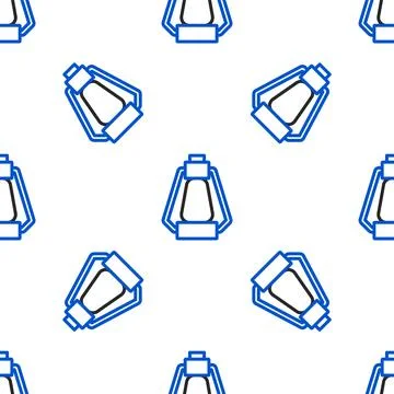 Line Camping lantern icon isolated seamless pattern on white background. Ha.. Stock Illustration