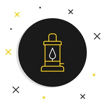 Line Camping lantern icon isolated on white background. Colorful outline co.. Stock Illustration