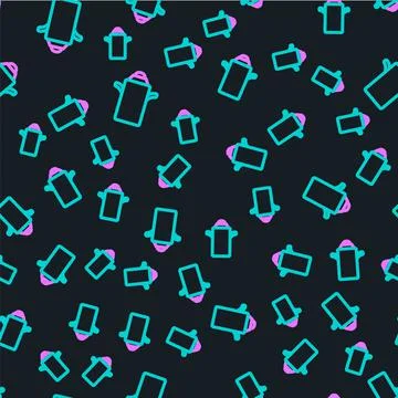 Line Can container for milk icon isolated seamless pattern on black background 스톡 일러스트