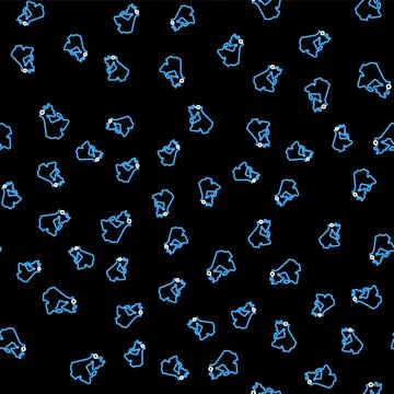 Line Canada map icon isolated seamless pattern on black background. Vector イラスト素材