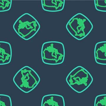 Line Canada map icon isolated seamless pattern on blue background. Vector Illustrazione stock