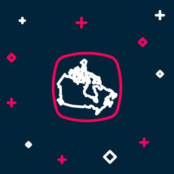 Line Canada map icon isolated on blue background. Colorful outline concept Stock Illustration