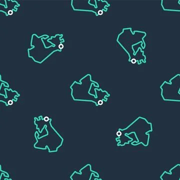 Line Canada map icon isolated seamless pattern on black background.  Vector Stock Illustration