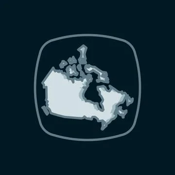 Line Canada map icon isolated on black background. Flat filled outline styl.. Ilustración de archivo