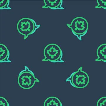 Line Canadian maple leaf icon isolated seamless pattern on blue background Stock Illustration