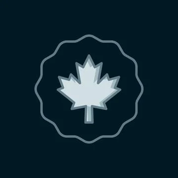 Line Canadian maple leaf icon isolated on black background. Canada symbol m.. Stock Illustration