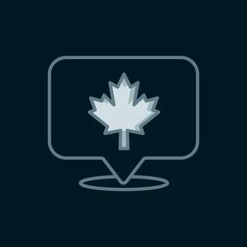 Line Canadian maple leaf icon isolated on black background. Canada symbol m.. Stock Illustration