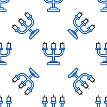 Line Candlestick icon isolated seamless pattern on white background. Colorf.. 스톡 일러스트