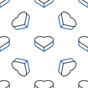 Line Candy in heart shaped box and bow icon isolated seamless pattern on white Illustrazione stock