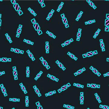 Line Candy icon isolated seamless pattern on black background. Vector Stock Illustration