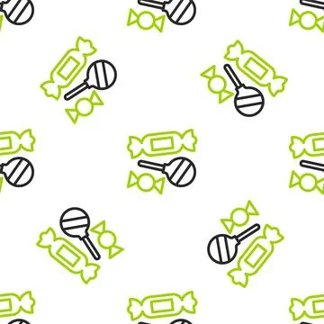 Line Candy icon isolated seamless pattern on white background. Vector Stock Illustration