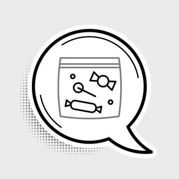 Line Candy packaging for sweets icon isolated on grey background. Bag with ca Stock Illustration