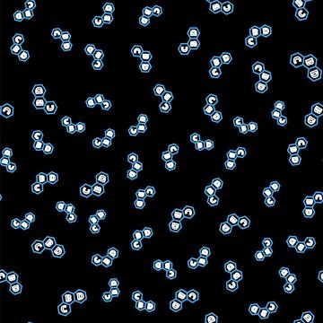 Line Cannabis molecule icon isolated seamless pattern on black background Stock Illustration