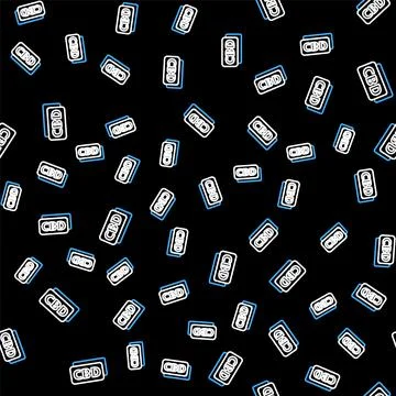 Line Cannabis molecule icon isolated seamless pattern on black background Stock Illustration
