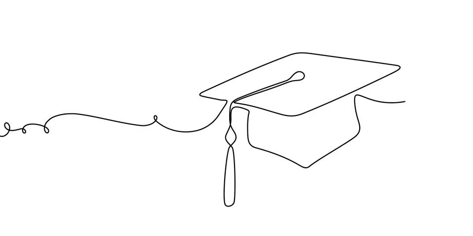 Line cap hat study university education continuous icon illustration college Illustrazione stock
