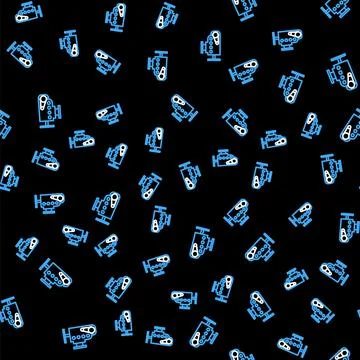 Line Car engine icon isolated seamless pattern on black background. Vector 스톡 일러스트