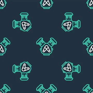 Line Car engine icon isolated seamless pattern on black background.  Vector 스톡 일러스트