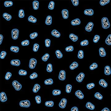 Line Car headlight icon isolated seamless pattern on black background. Vector Stock Illustration