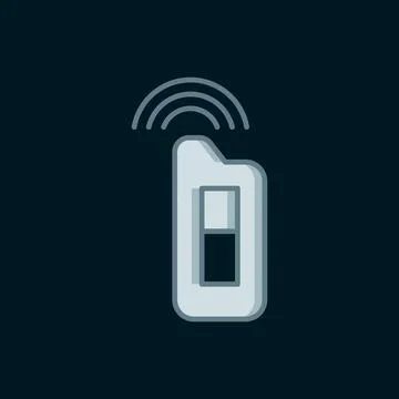 Line Car key with remote icon isolated on black background. Car key and ala.. Stock Illustration