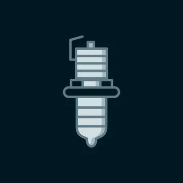 Line Car spark plug icon isolated on black background. Car electric candle... Stock Illustration
