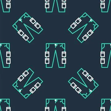 Line Cargo pants icon isolated seamless pattern on black background.  Vector Stockillustratie